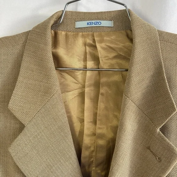 Kenzo Men Blazer Tan Made  in France 100% Wool Designer Size 54 - Picture 7 of 12